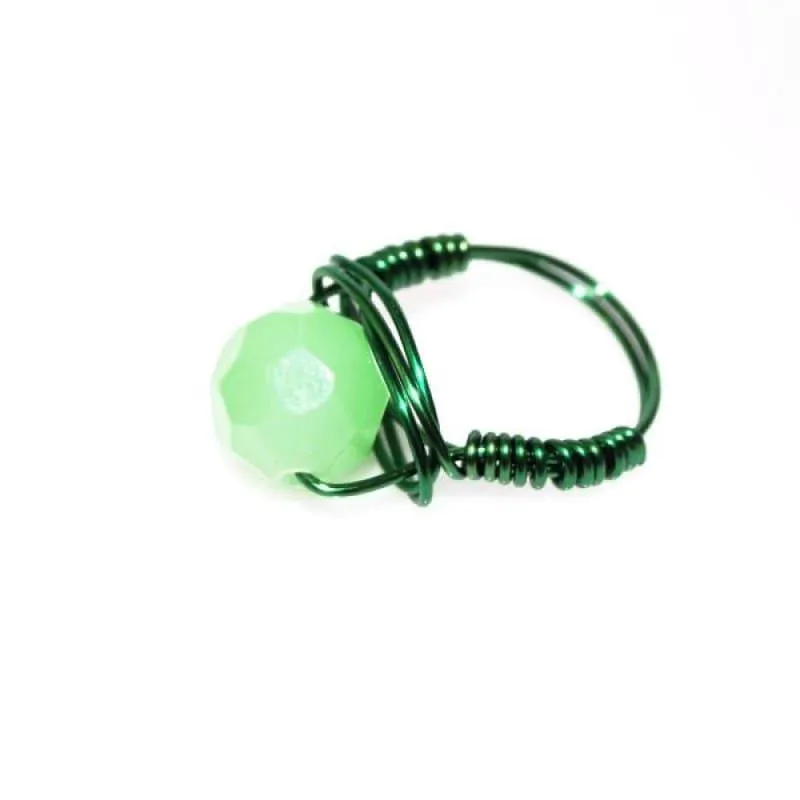 Green Jade Faceted Wired Ring