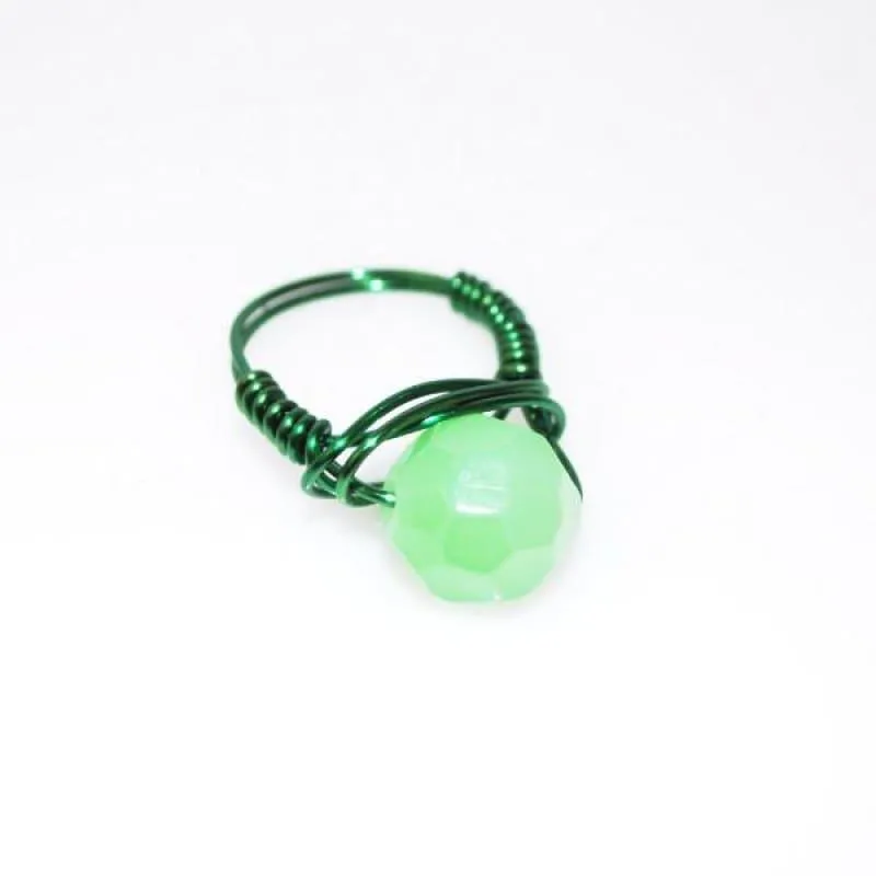 Green Jade Faceted Wired Ring