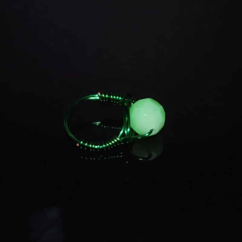 Green Jade Faceted Wired Ring