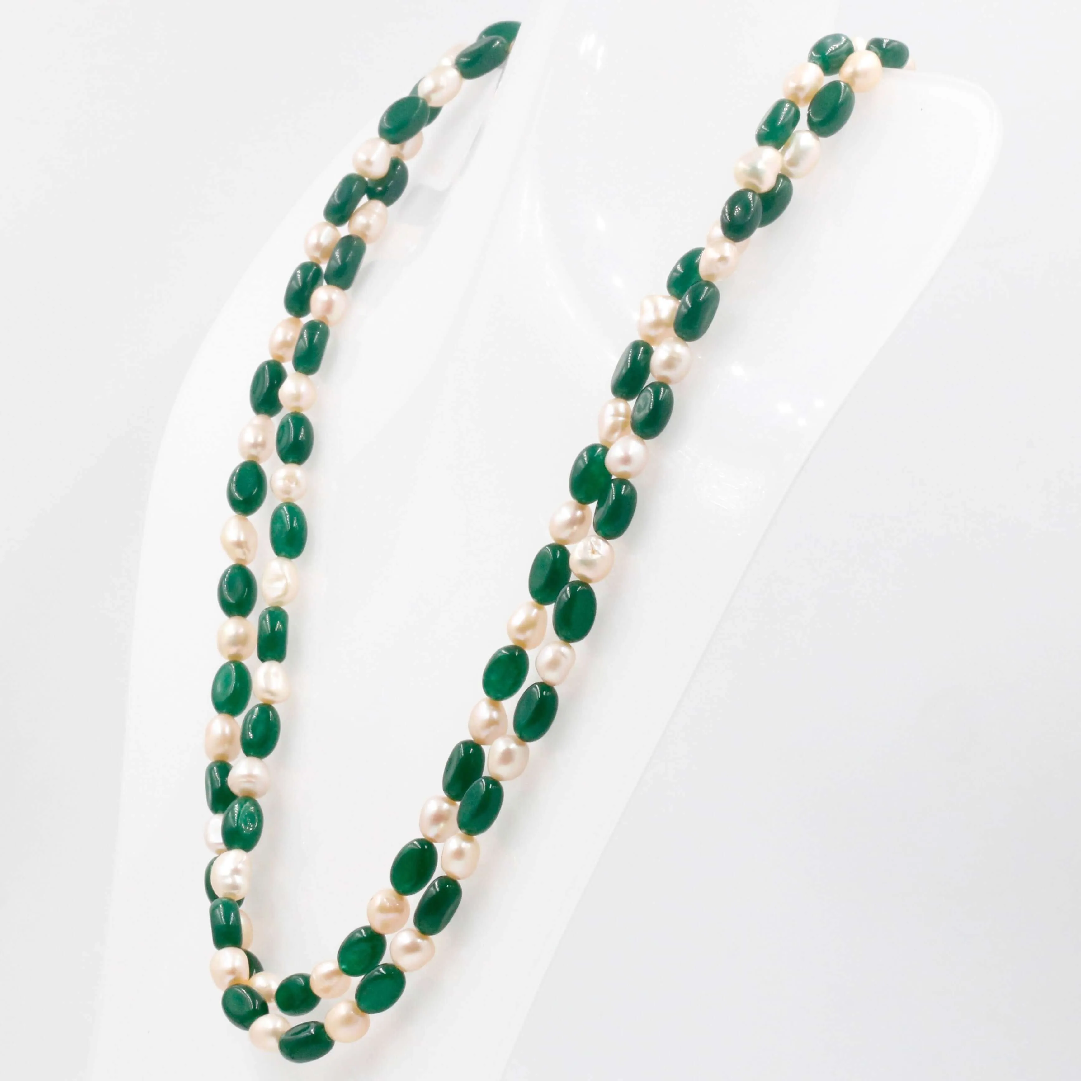 Green Quartz w/ Baroque Pearl Necklace Emerald Quartz Necklace Baroque Pearl Necklace Fresh Water Pearl Indian Sarafa Necklace SKU: 6143073