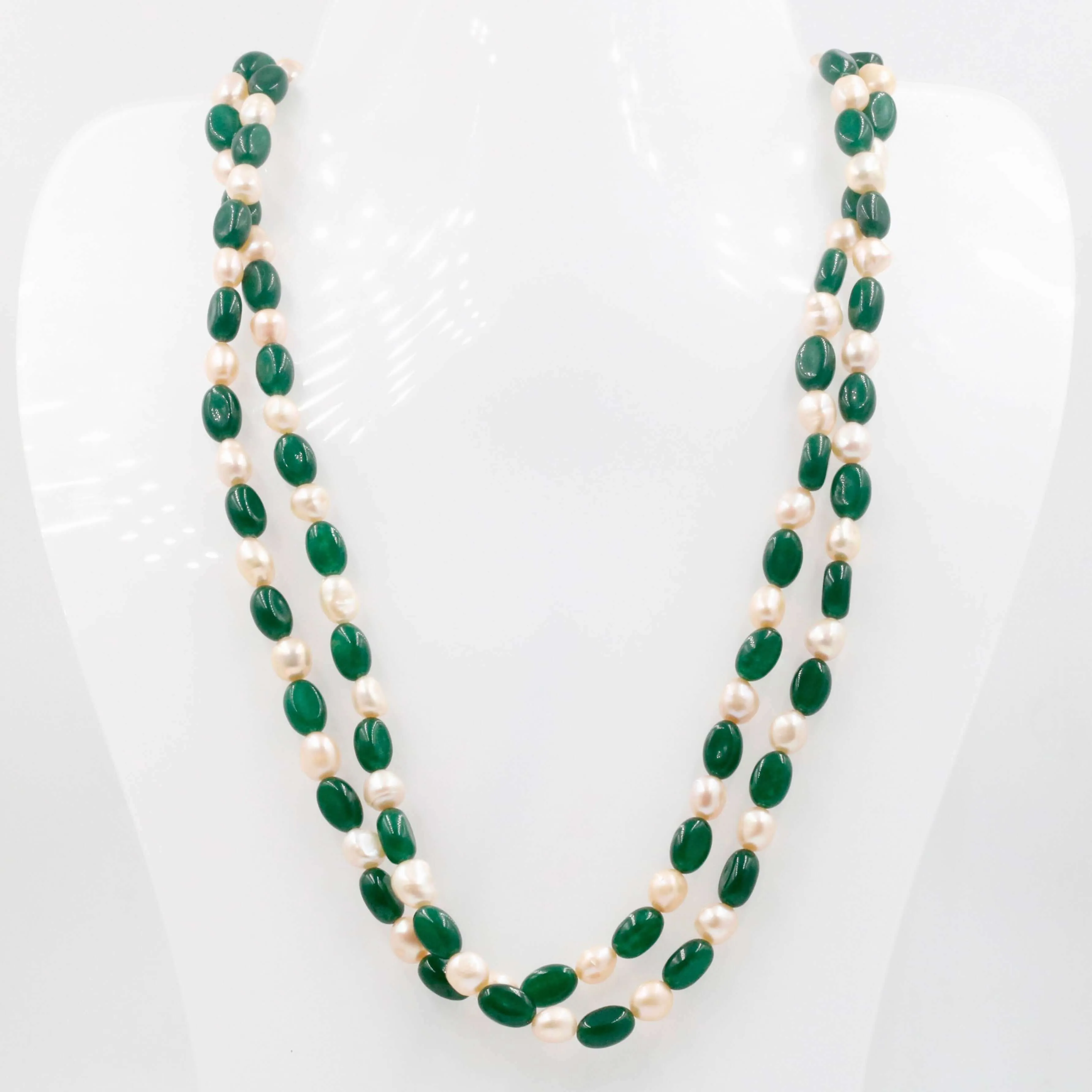 Green Quartz w/ Baroque Pearl Necklace Emerald Quartz Necklace Baroque Pearl Necklace Fresh Water Pearl Indian Sarafa Necklace SKU: 6143073