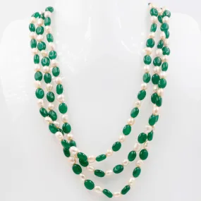 Green Quartz w/ Baroque Pearl Necklace Emerald Quartz Necklace Baroque Pearl Necklace Fresh Water Pearl Indian Sarafa Necklace SKU: 6143073