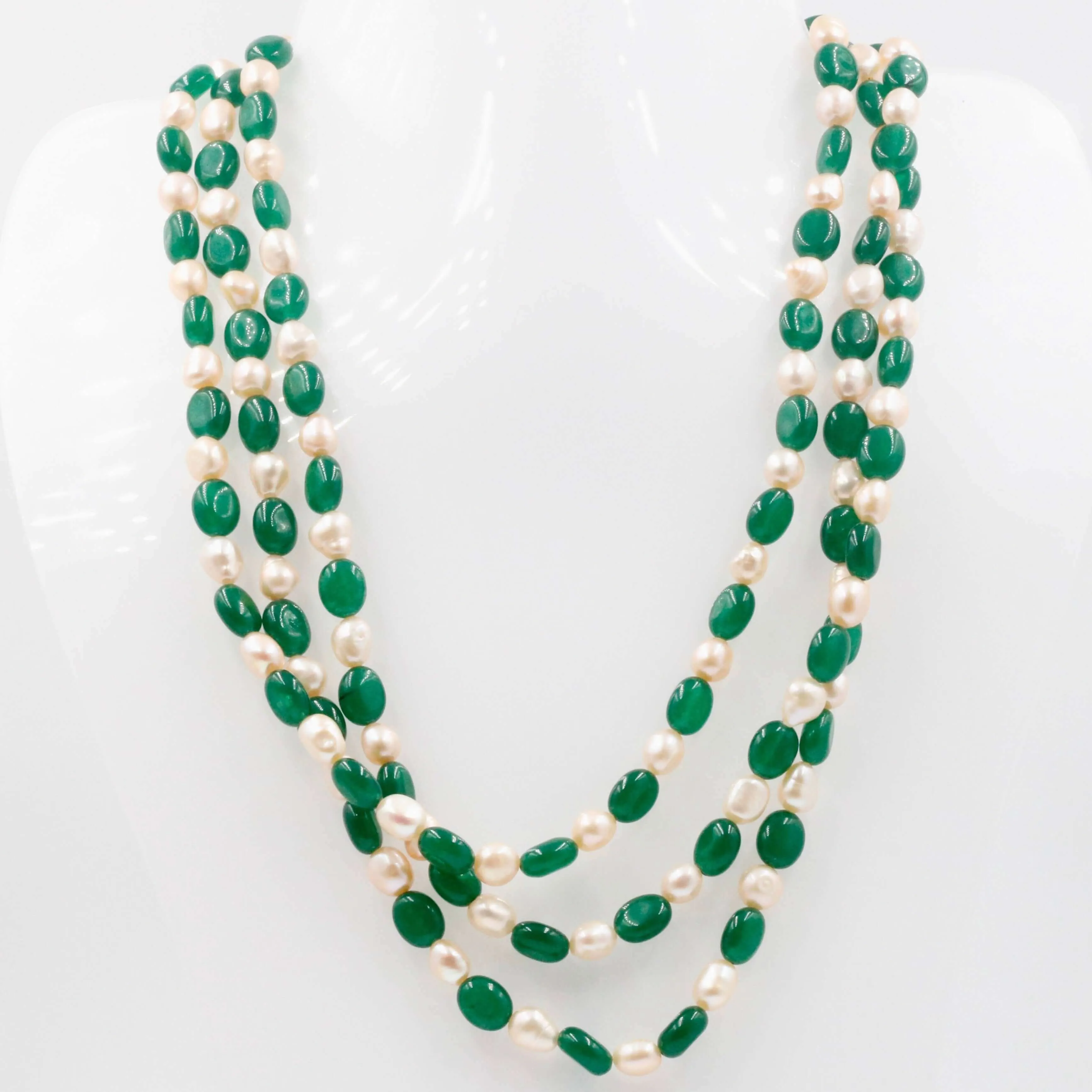 Green Quartz w/ Baroque Pearl Necklace Emerald Quartz Necklace Baroque Pearl Necklace Fresh Water Pearl Indian Sarafa Necklace SKU: 6143073