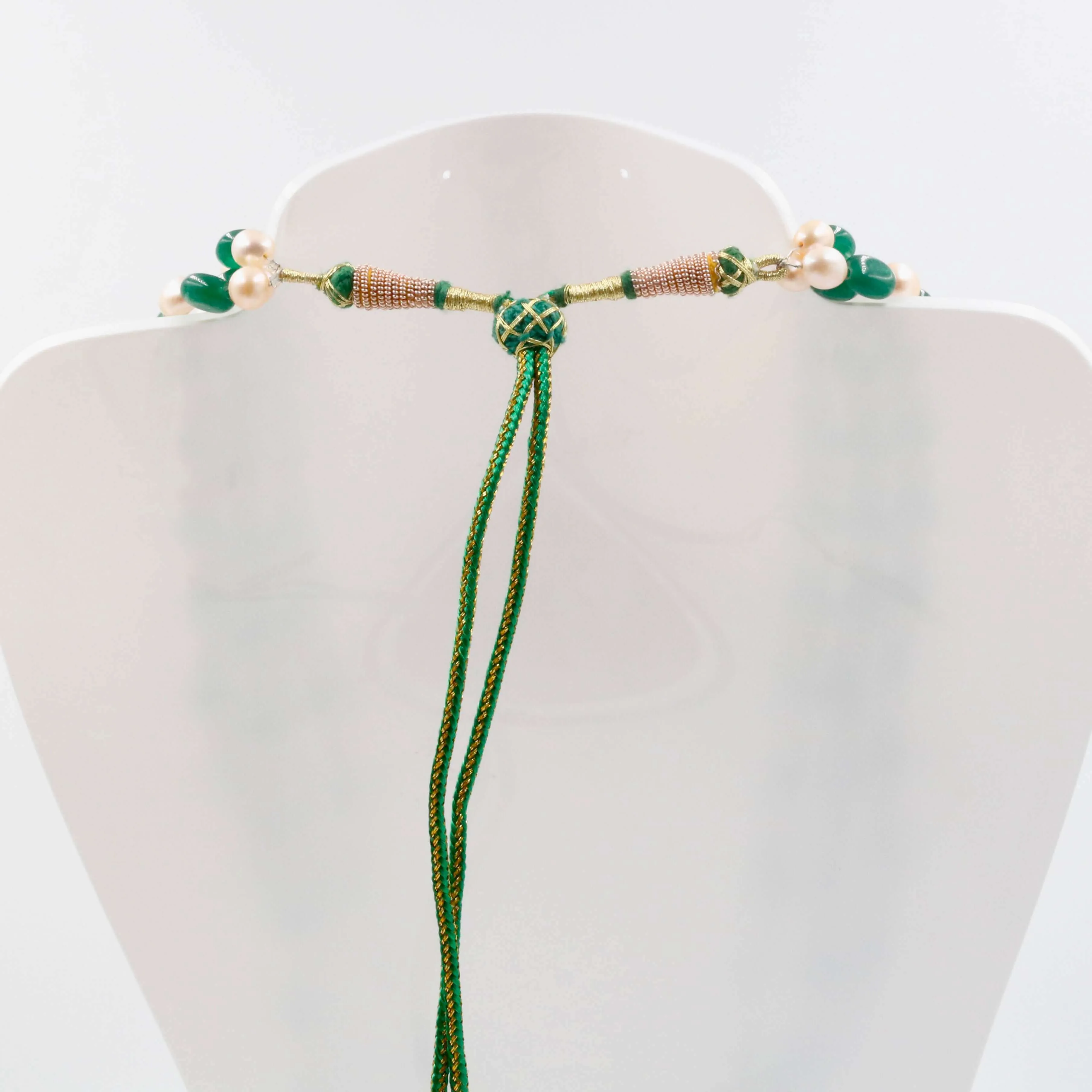 Green Quartz w/ Baroque Pearl Necklace Emerald Quartz Necklace Baroque Pearl Necklace Fresh Water Pearl Indian Sarafa Necklace SKU: 6143073