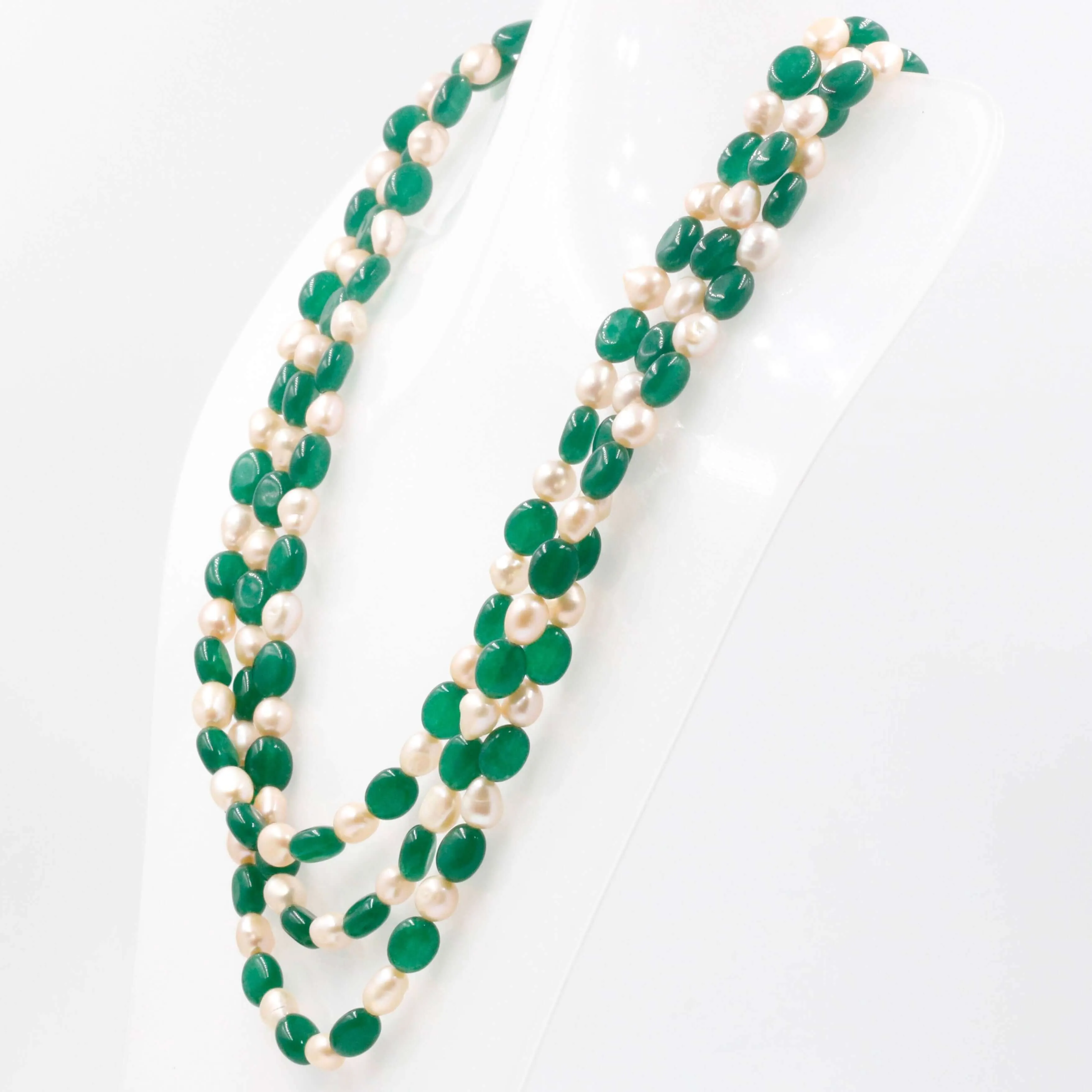 Green Quartz w/ Baroque Pearl Necklace Emerald Quartz Necklace Baroque Pearl Necklace Fresh Water Pearl Indian Sarafa Necklace SKU: 6143073