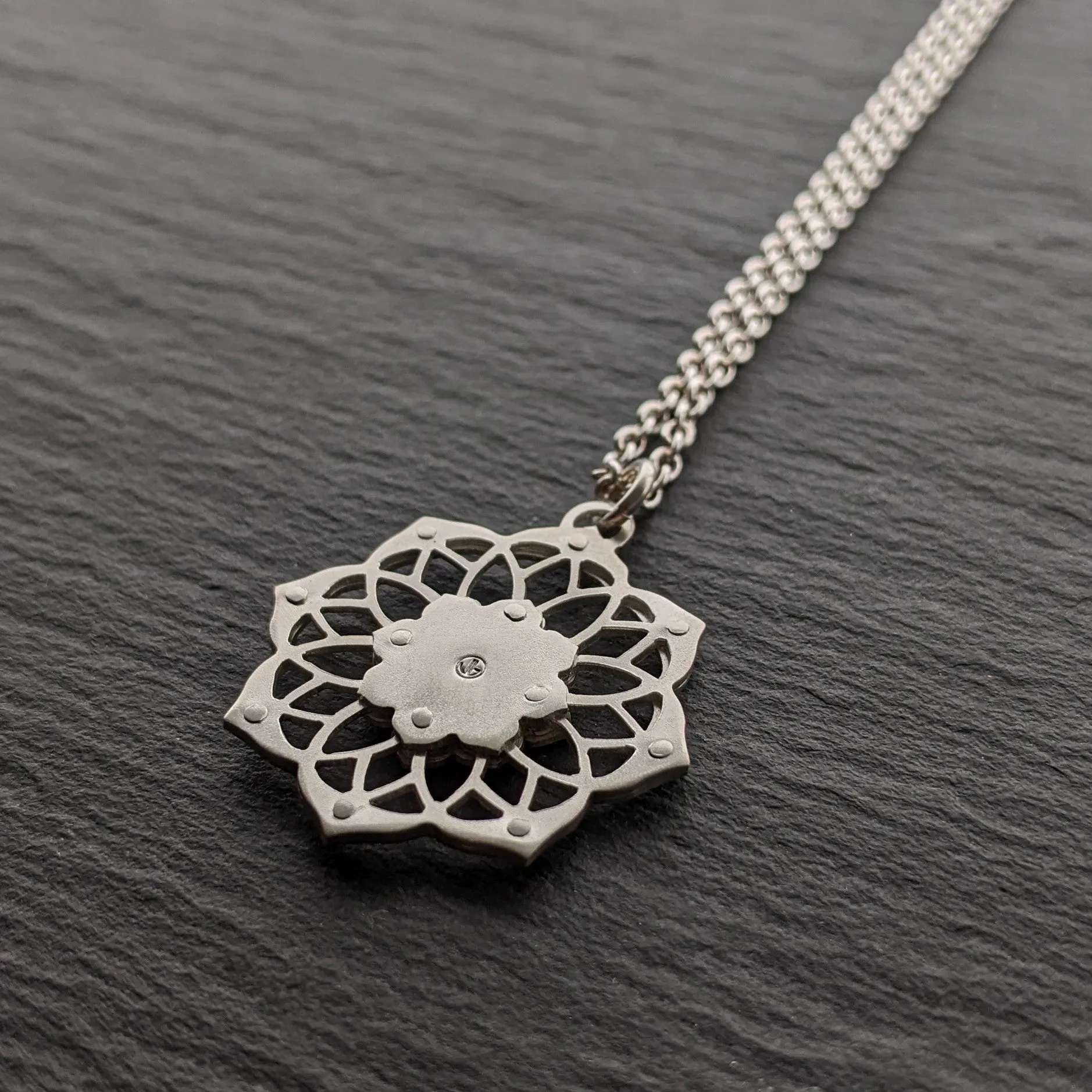 Handcut Diamond Lotus pendant