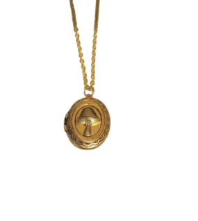 Handmade antique Gold Mushroom Locket Necklace