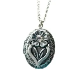 Handmade Silver Flower Locket Necklace