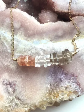 Healing Necklace • Grounding Necklace • Smoky Quartz • Clear Quartz • Sunstone • Crystal Healing Root Chakra Jewelry • Silver or Gold