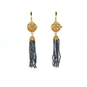 Herbal Locket Crystal Tassel Earrings - Terahertz Stone