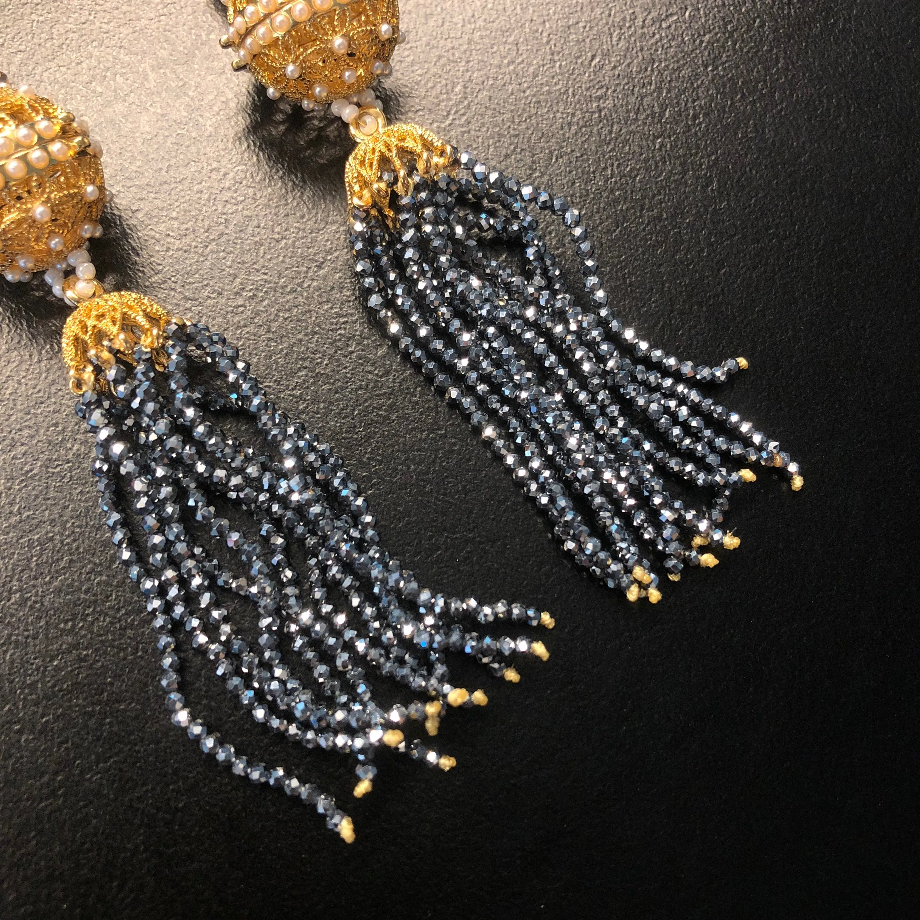 Herbal Locket Crystal Tassel Earrings - Terahertz Stone