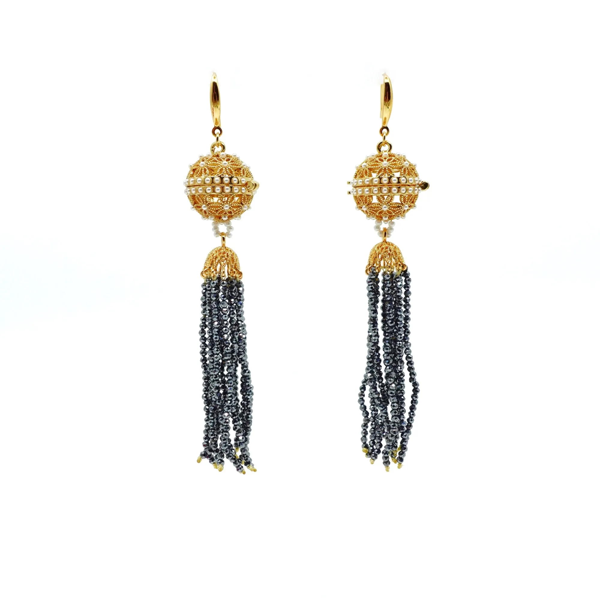 Herbal Locket Crystal Tassel Earrings - Terahertz Stone