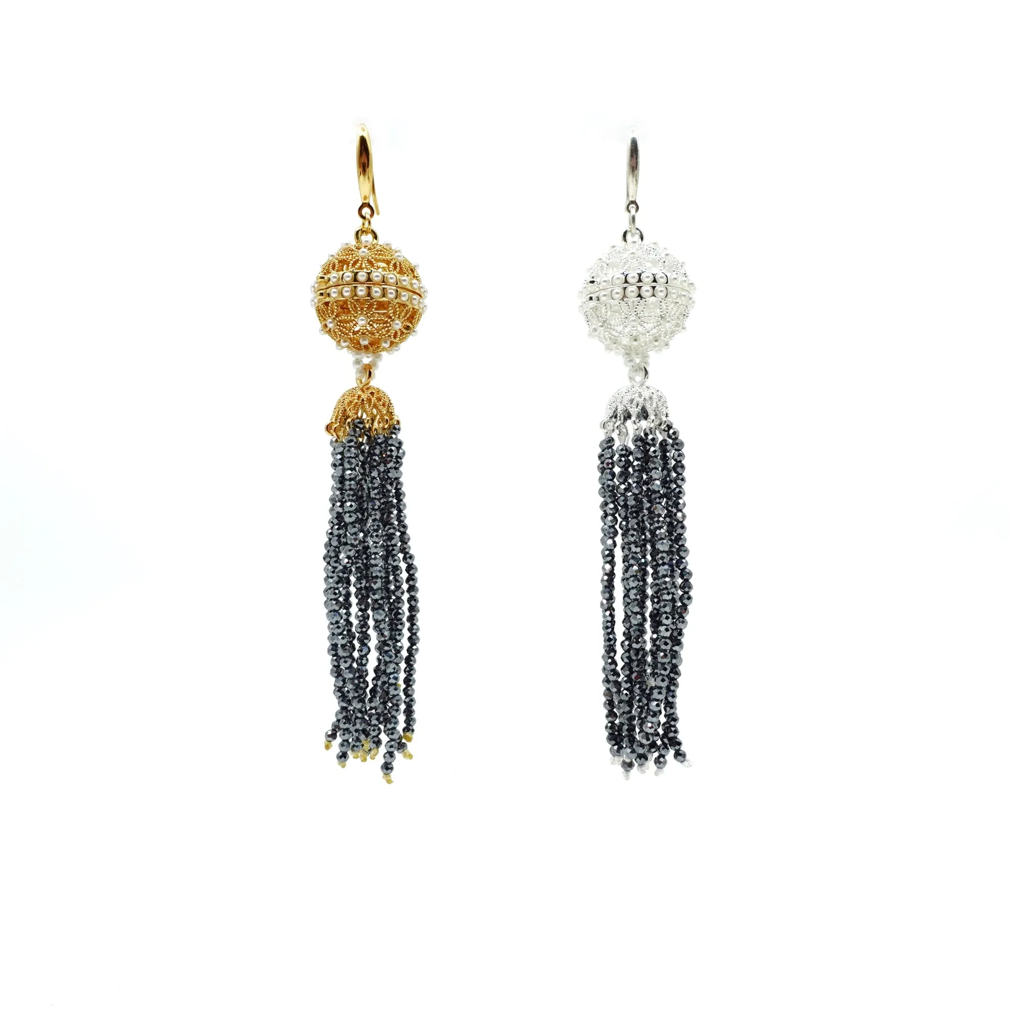 Herbal Locket Crystal Tassel Earrings - Terahertz Stone