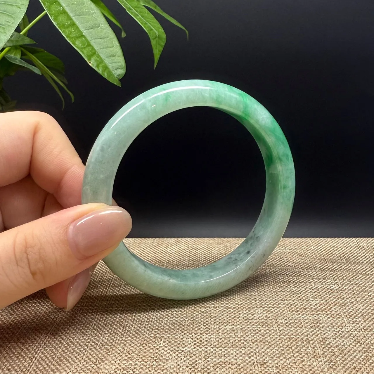 High Genuine Burmese Green Jade Jadeite Bangle Bracelet ( 60.4mm )