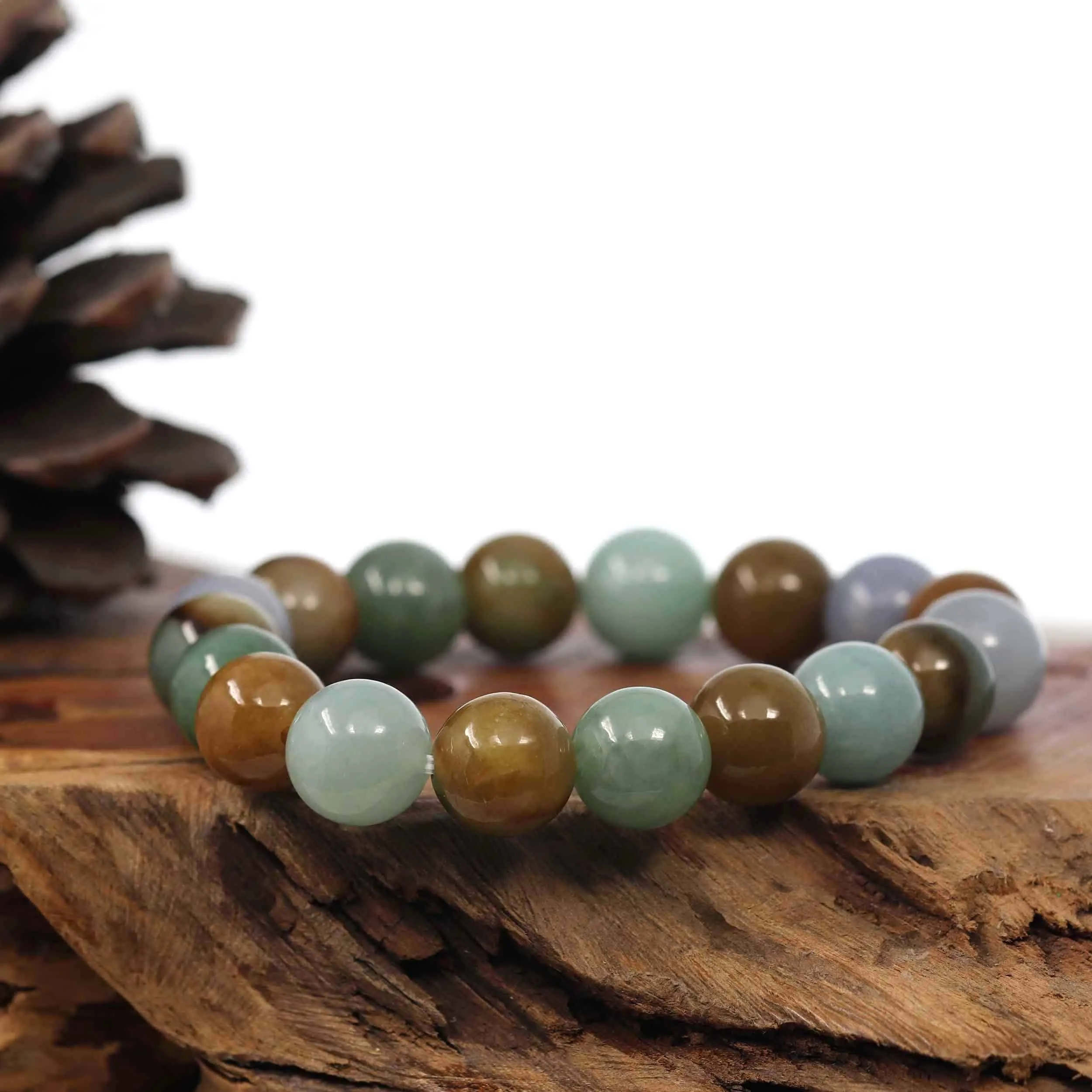 High Natural Jadeite Jade 13mm Round Beads Bracelet ( 13 mm ) For Men