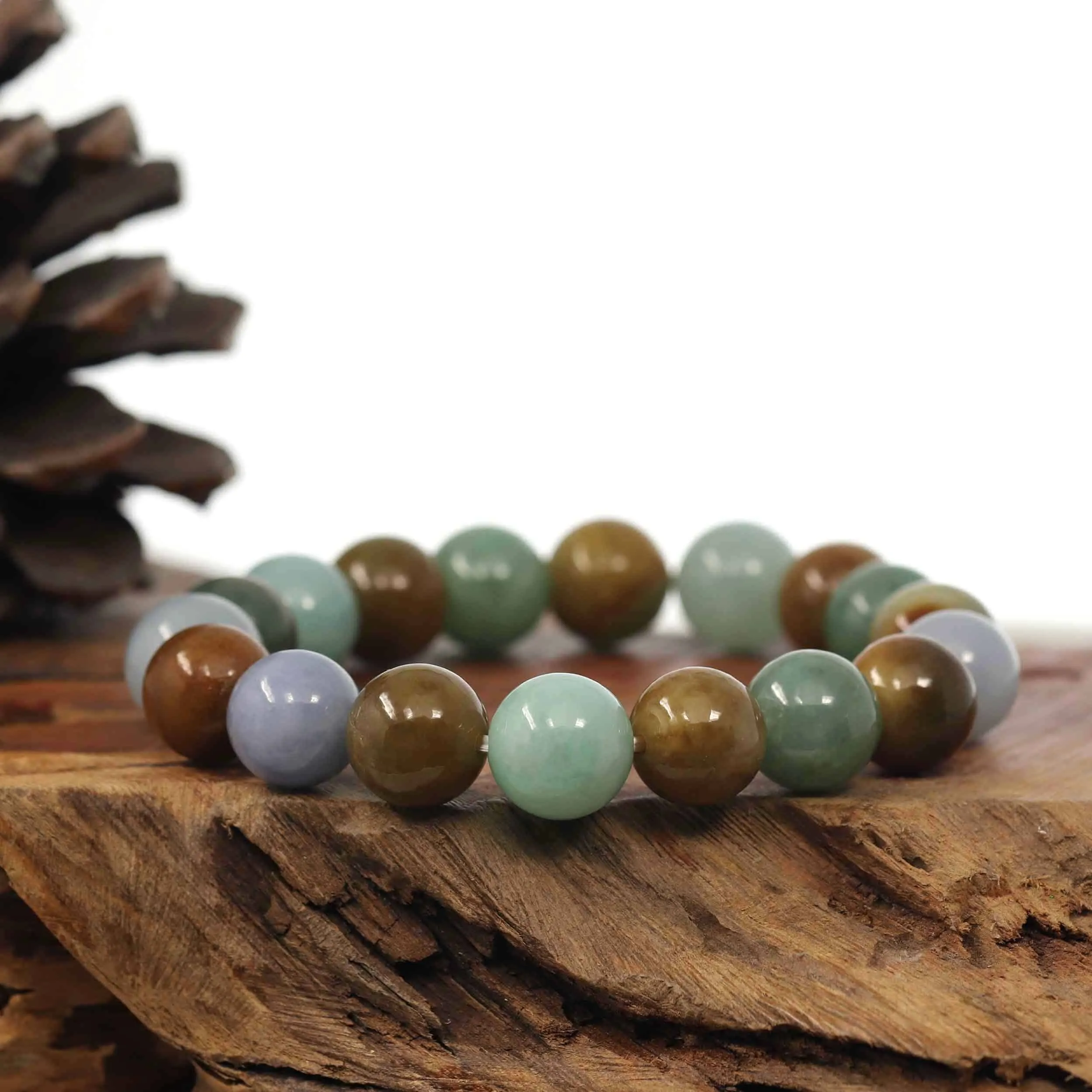 High Natural Jadeite Jade 13mm Round Beads Bracelet ( 13 mm ) For Men