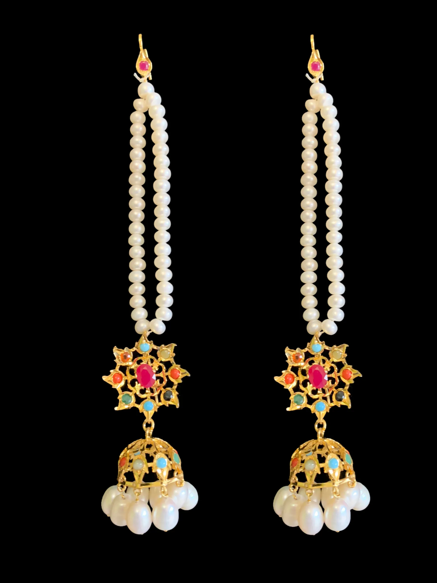 Hyderabadi navratan choker set in gold plated silver ( READY TO SHIP )