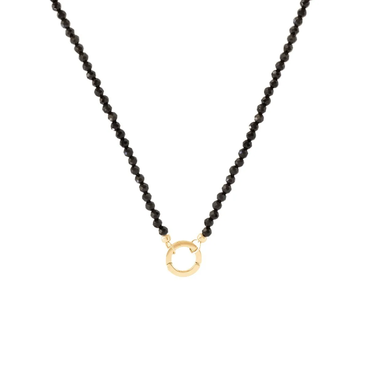 ICONIC BEADED OPEN ENDED NECKLACE - BLACK ONYX & GOLD - CHOOSE CONNECTOR