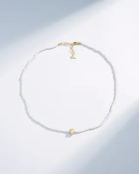 Infinite Beaded White Pearl & Mini Diamond Rondelle Necklace