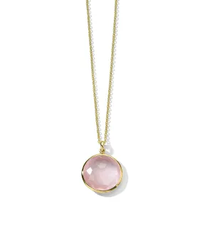 IPPOLITA Lollipop 18K Yellow Gold Medium Pendant Necklace in Rose Quartz