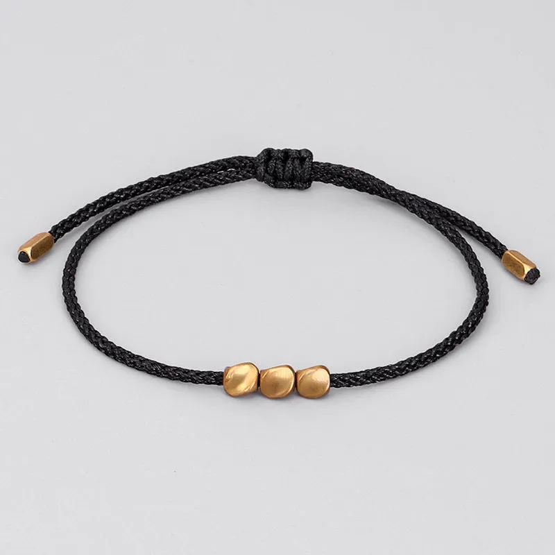 Irregular Black Rope Copper Beads Bracelet