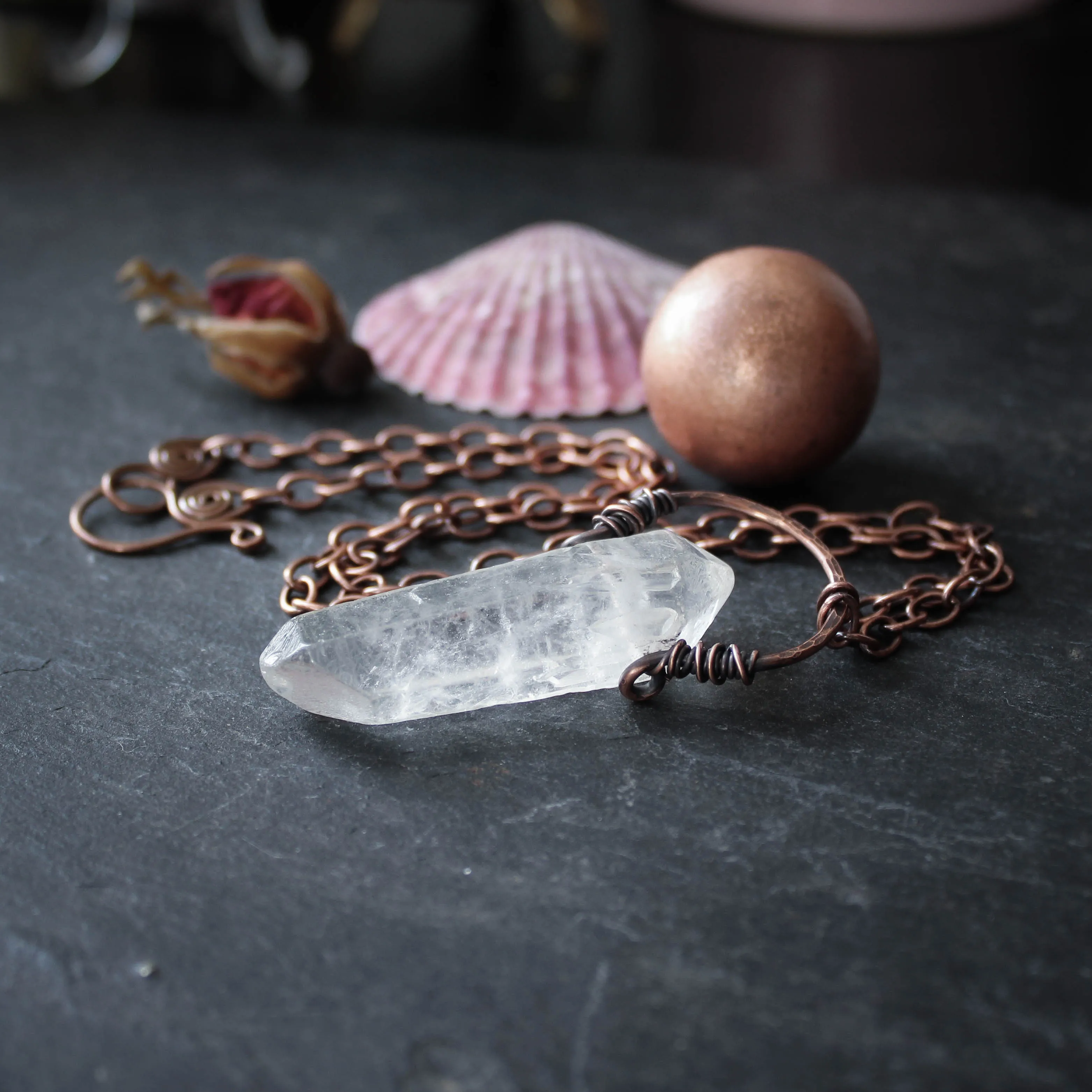 Isa Nimbus Raw Quartz Crystal Point Necklace