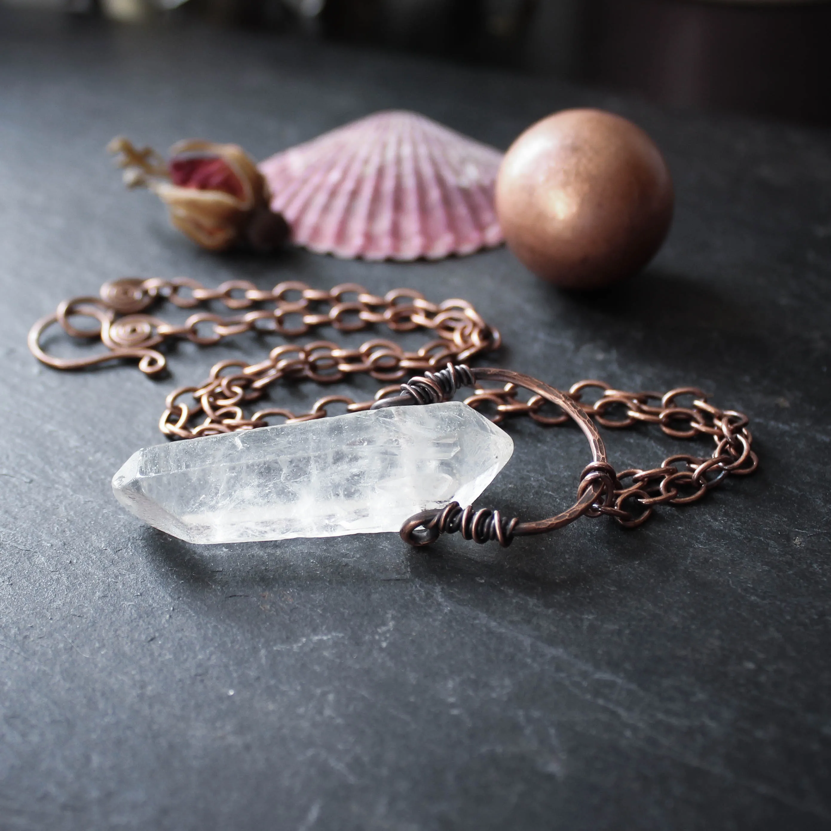 Isa Nimbus Raw Quartz Crystal Point Necklace