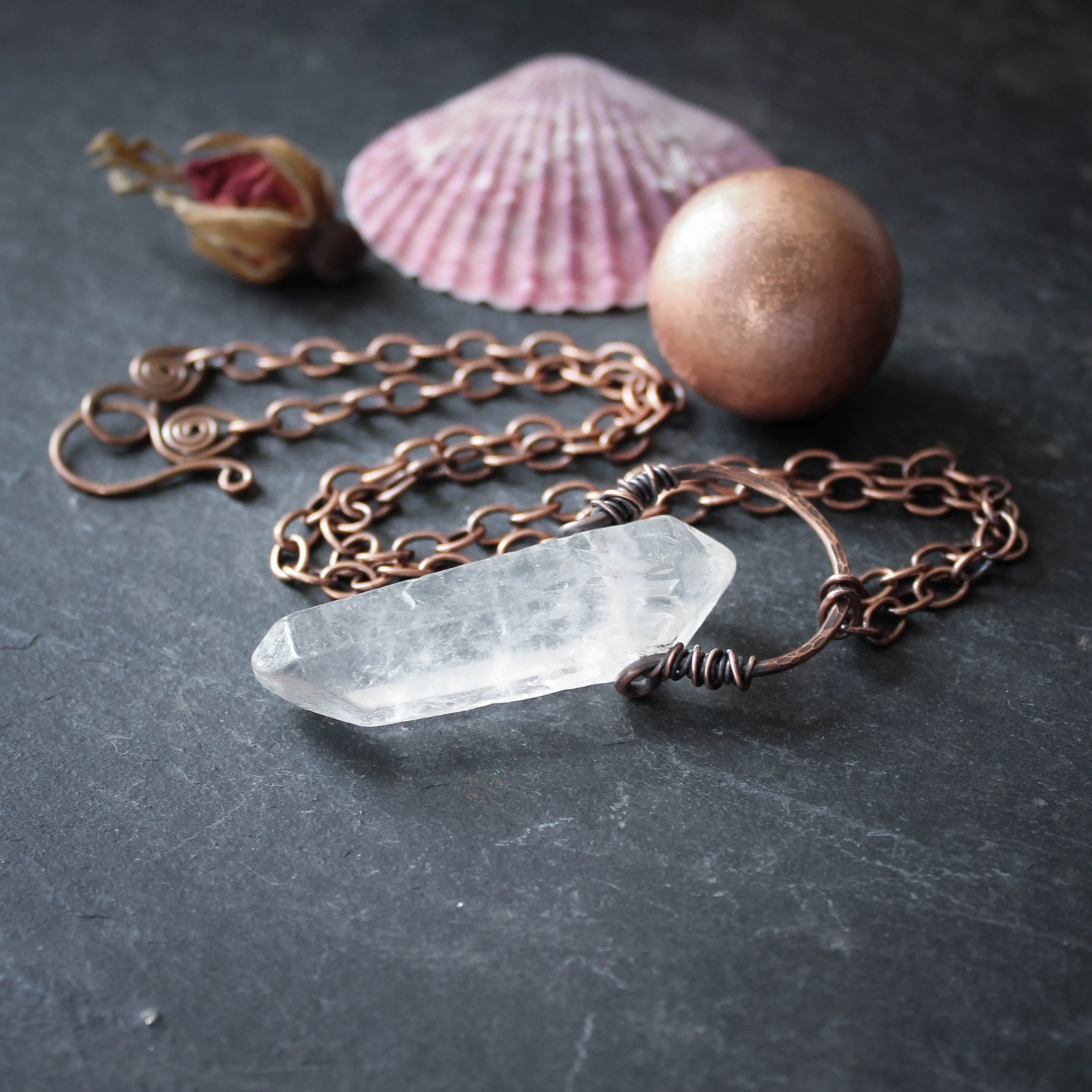 Isa Nimbus Raw Quartz Crystal Point Necklace