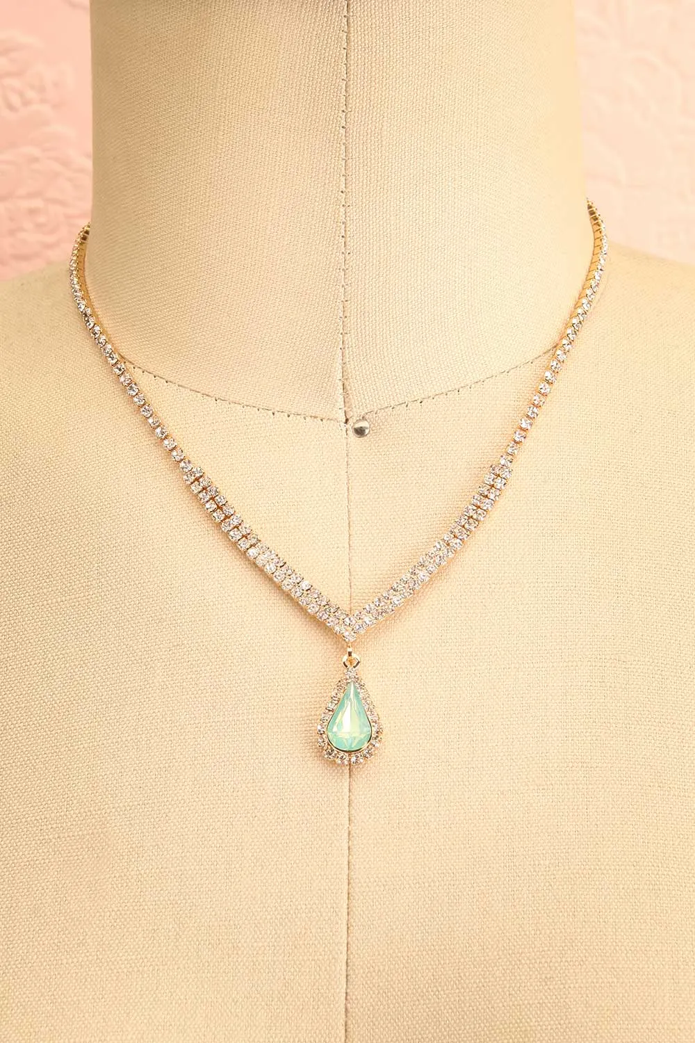 Ivest Teal | Crystal Earrings & Necklace Set