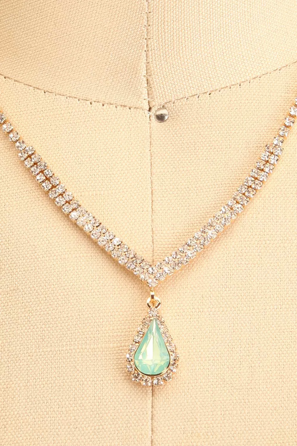 Ivest Teal | Crystal Earrings & Necklace Set