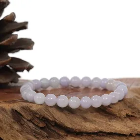 Jadeite Jade 7.5 mm Round Lavender Beads Bracelet ( 7.5 mm )