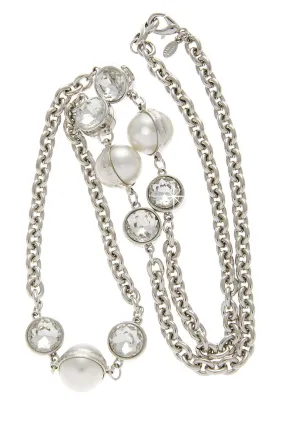 KENNETH JAY LANE CELESTIAL Silver Pearl Necklace