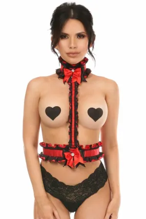 Kitten Collection Red/Black Lace Single Strap Body Harness