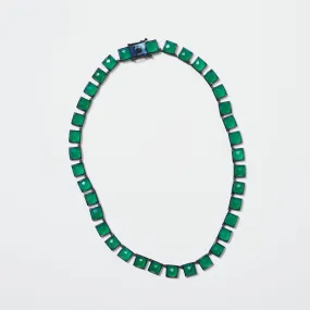 Large Green Onyx Tile Riviere Necklace