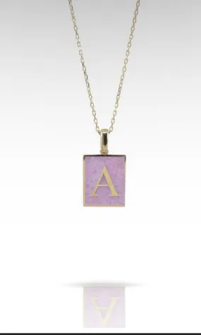 Letter A Rose quartz Necklace