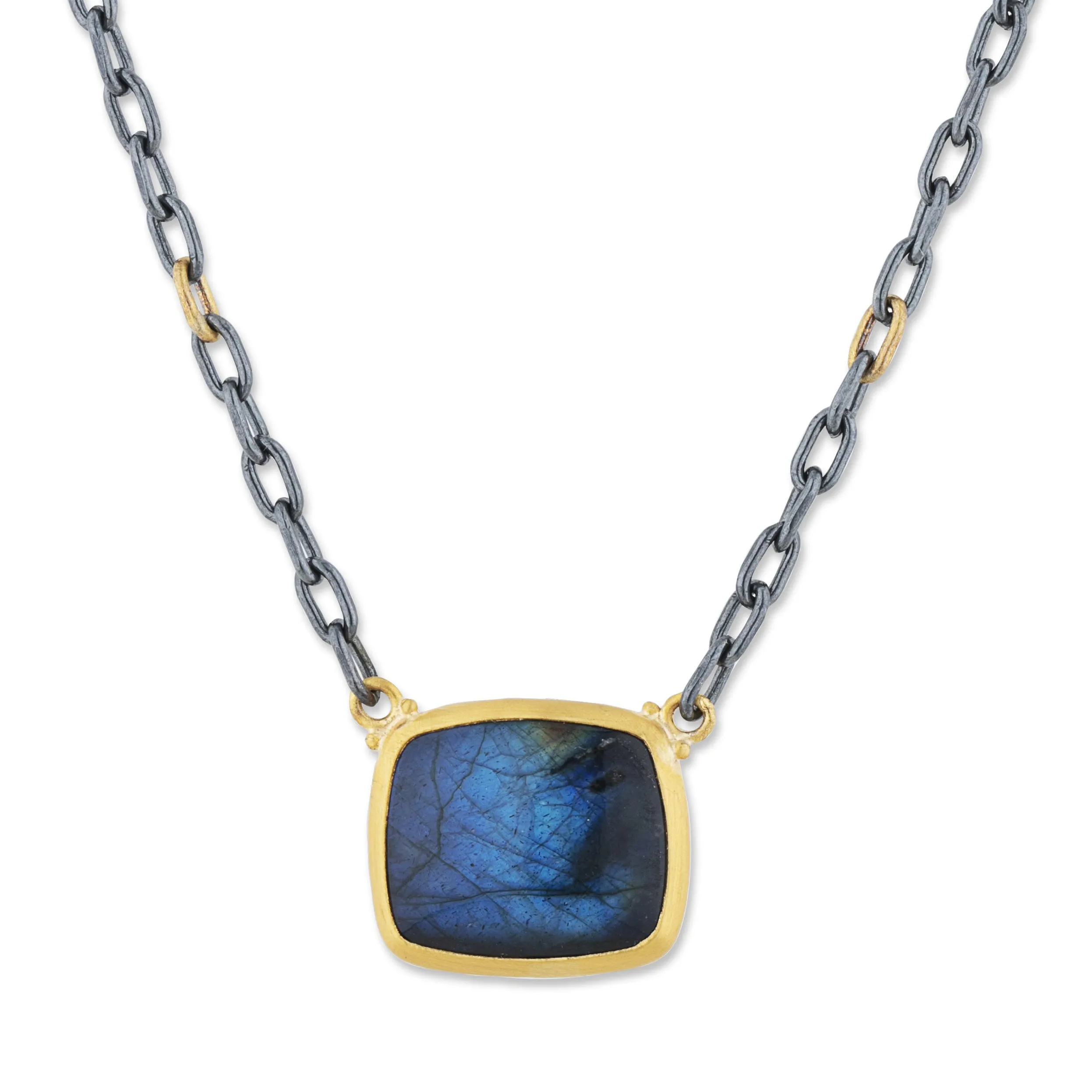 Lika Behar "Kami" Necklace with Rectangular Labradorite & Onyx