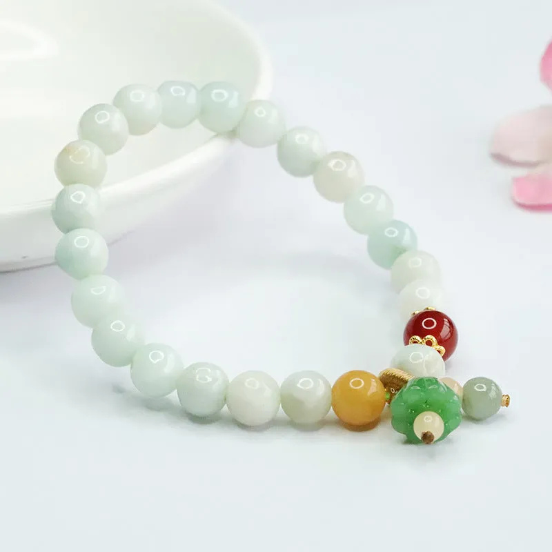 Lotus Jade Bracelet with Sterling Silver Needles