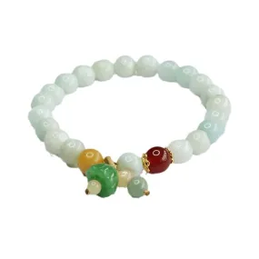 Lotus Jade Bracelet with Sterling Silver Needles