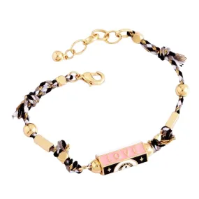 Love Locket Bracelet Black-Pink