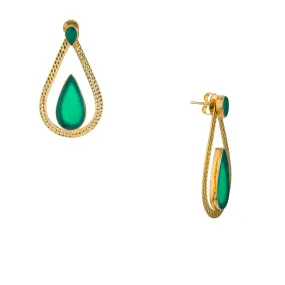 Marion Green Onyx Earrings, Gold Vermeil