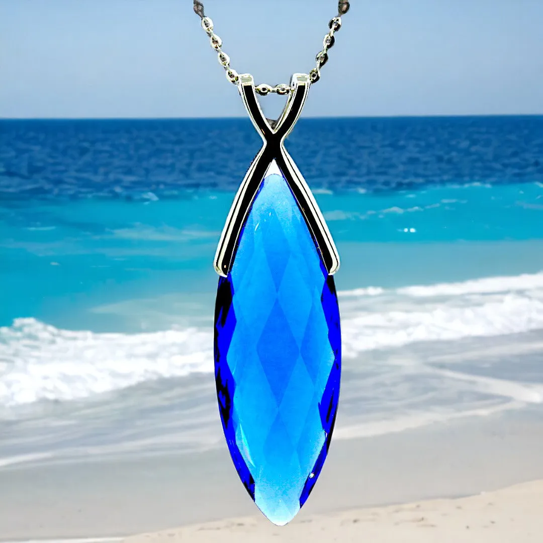 Marquis Blue Quartz Necklace