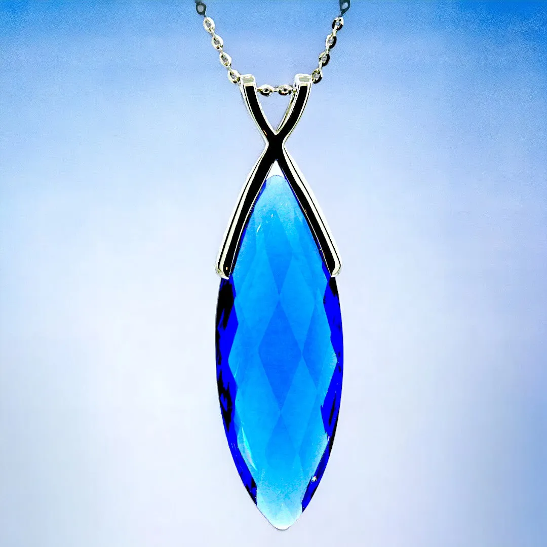 Marquis Blue Quartz Necklace