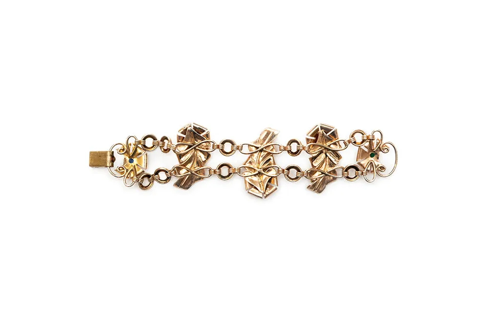 McCLELLAND BARCLAY Gold Plated Oak Leaf and Multi Colour Stones Bracelet