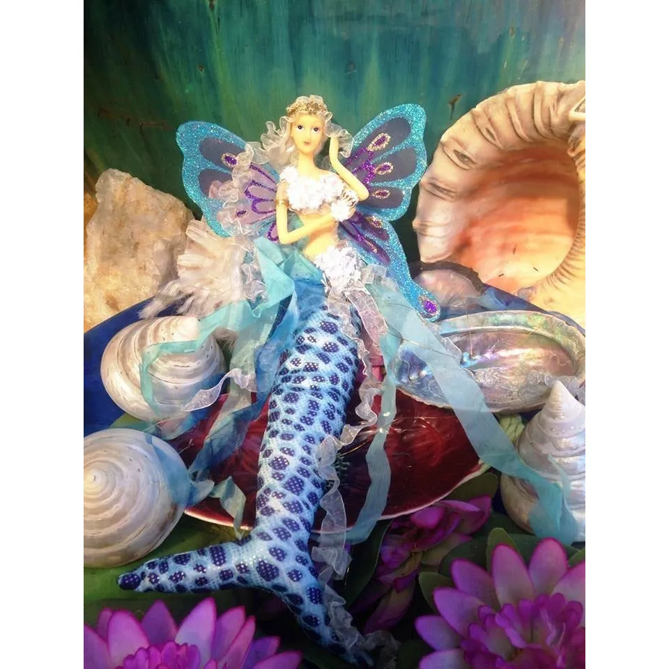 Mermaid Tail Doll with Butterfly Wings. Turquoise  large