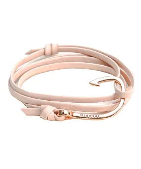 Miansai Hook on Leather Bracelet Rose Plated, Gray