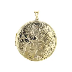 Mid-century 10K Yellow Gold Engraved Locket