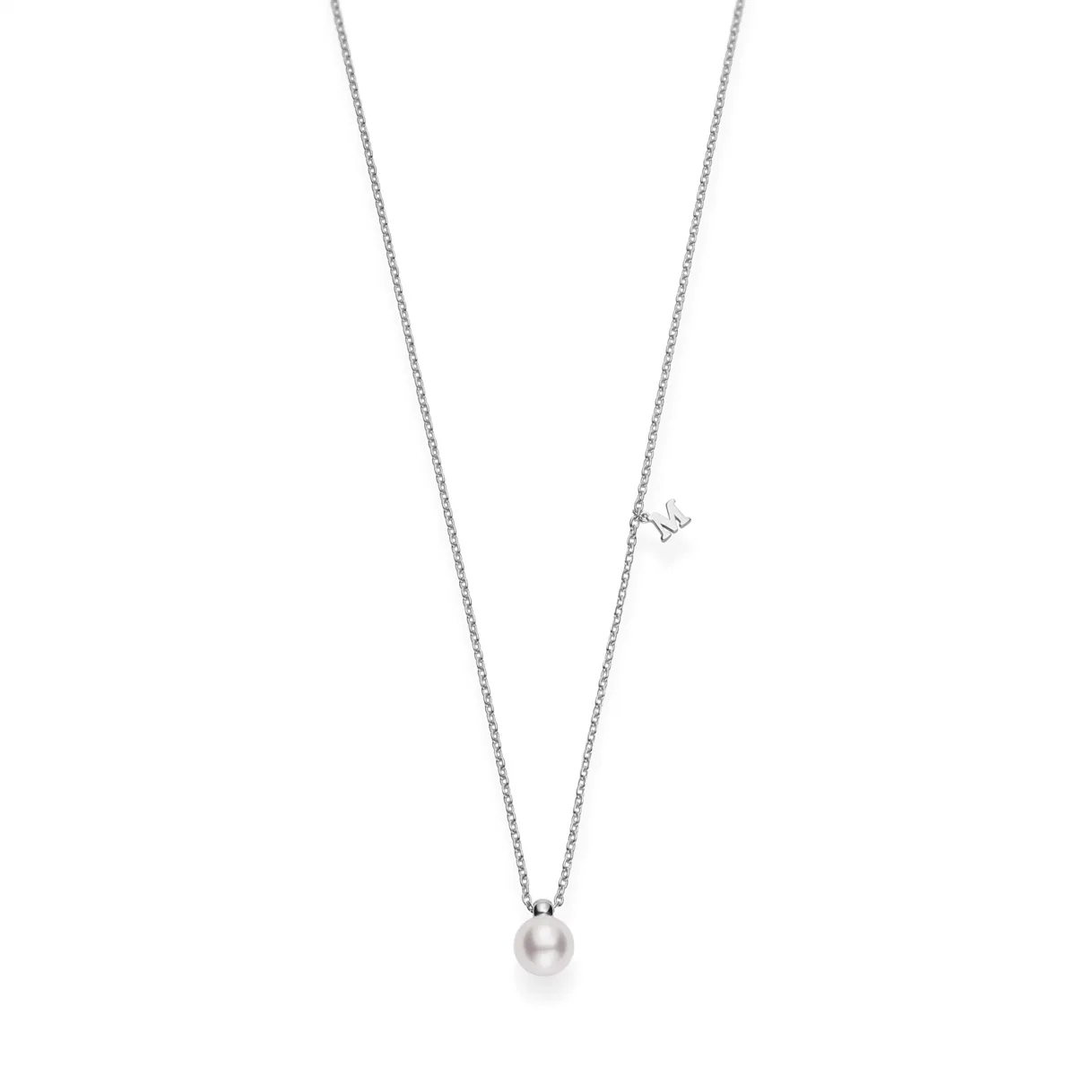 Mikimoto 18K White Gold 8mm Cultured Pearl Pendant Necklace