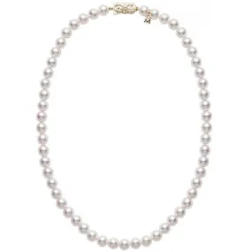 Mikimoto 18K Yellow Gold 6.5x6 Cultured White Pearl Necklace 18in