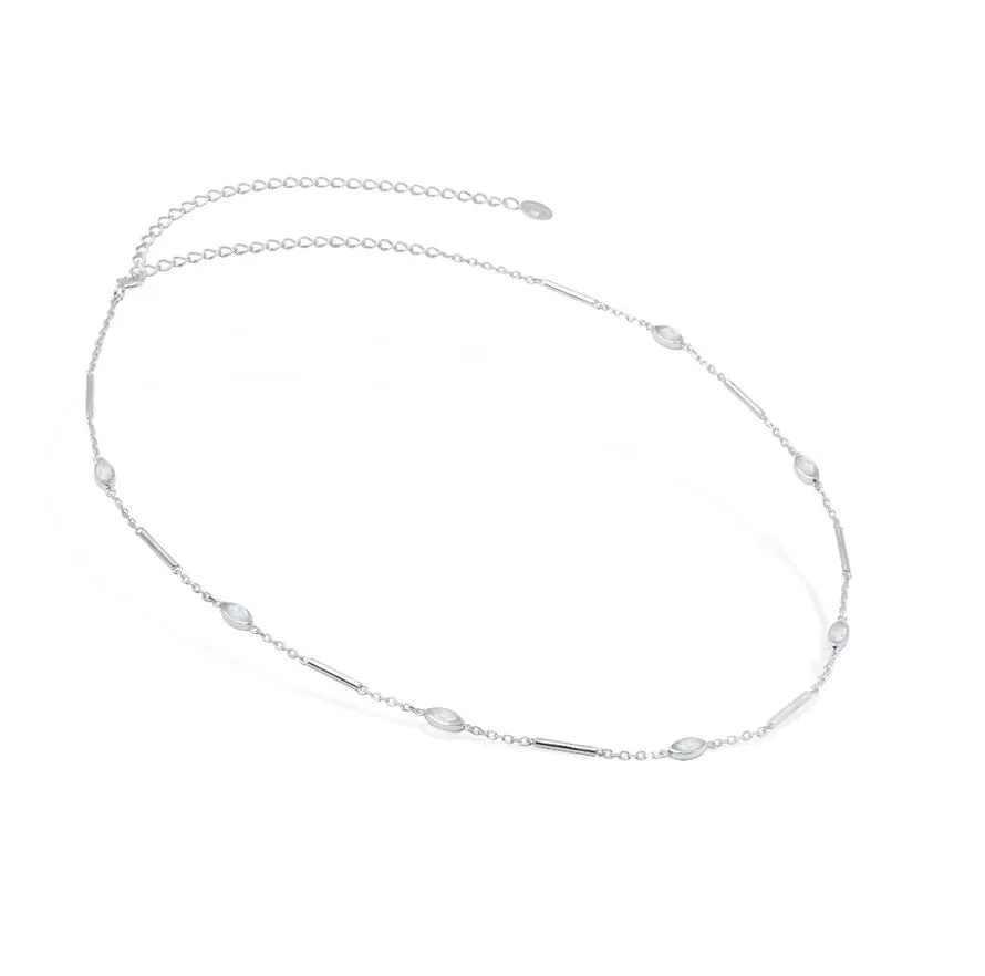 Mila Sterling Silver Rainbow Moonstone Choker