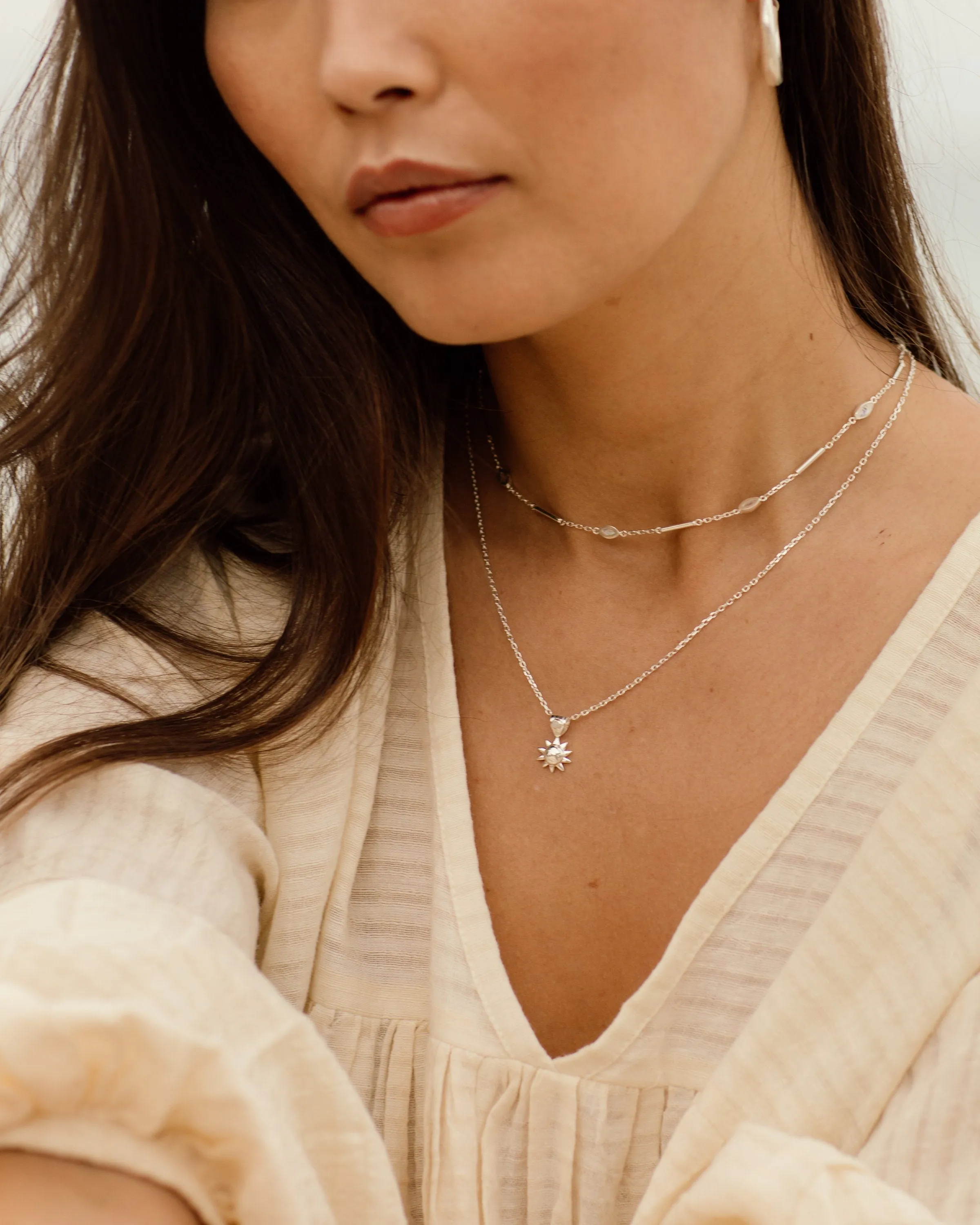 Mila Sterling Silver Rainbow Moonstone Choker